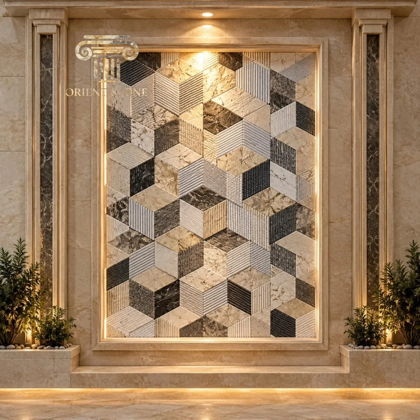 نقش هندسي بإضاءة دافئة